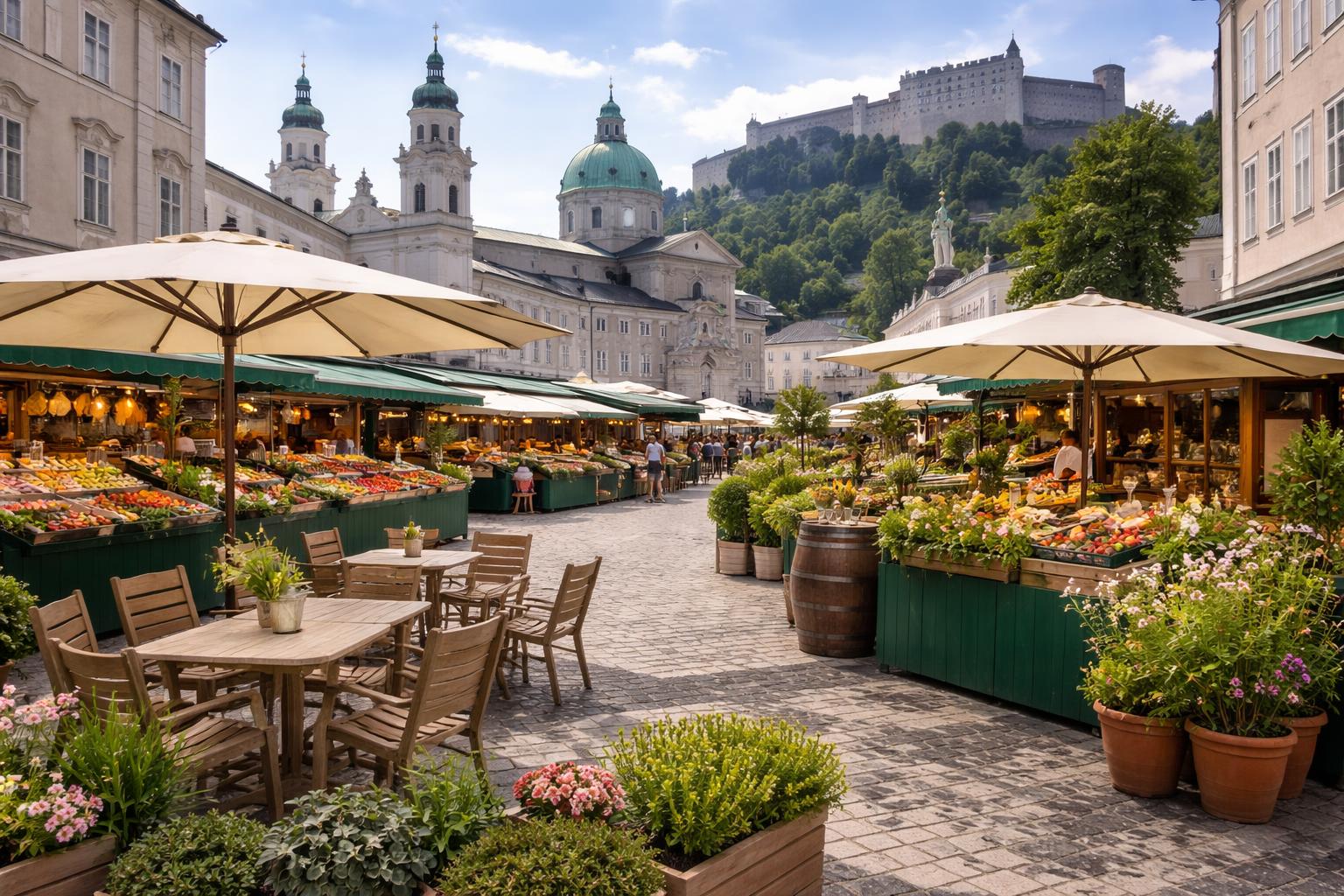 Redaktionelle Szene zum Thema „Salzburg beschließt neue Marktordnung mit mehr Sortiment und größeren Schanigärten“