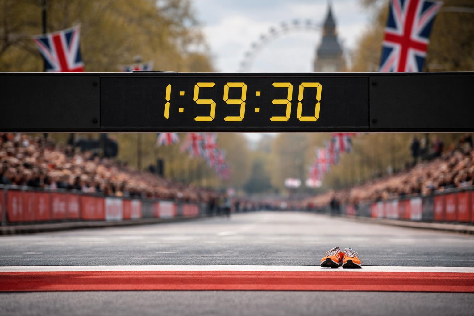 Redaktionelle Szene zum Thema „Sawe läuft in London als Erster Marathon unter zwei Stunden“