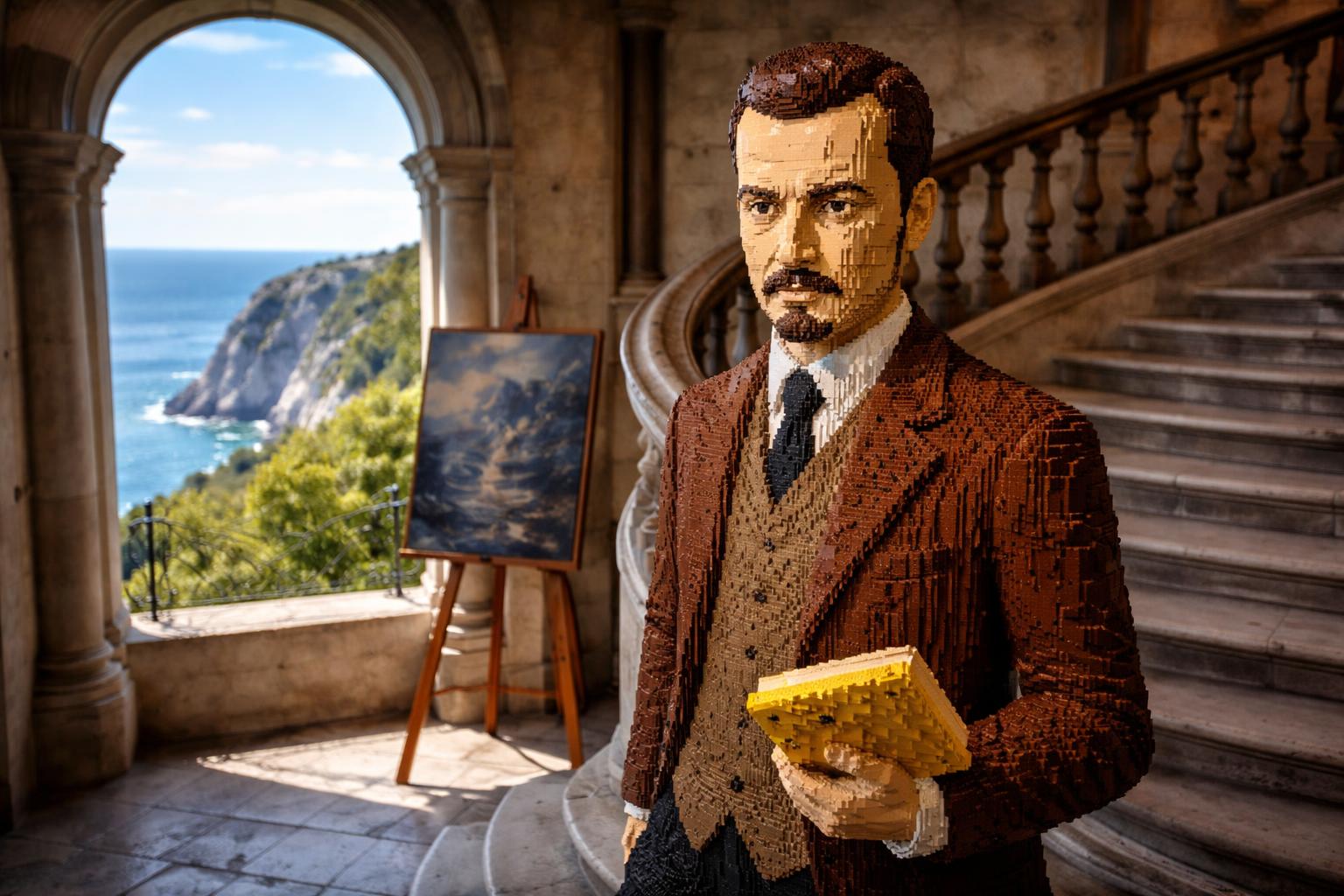 Redaktionelle Szene zum Thema „Schloss Duino zeigt Rilke aus 80.000 Legosteinen“