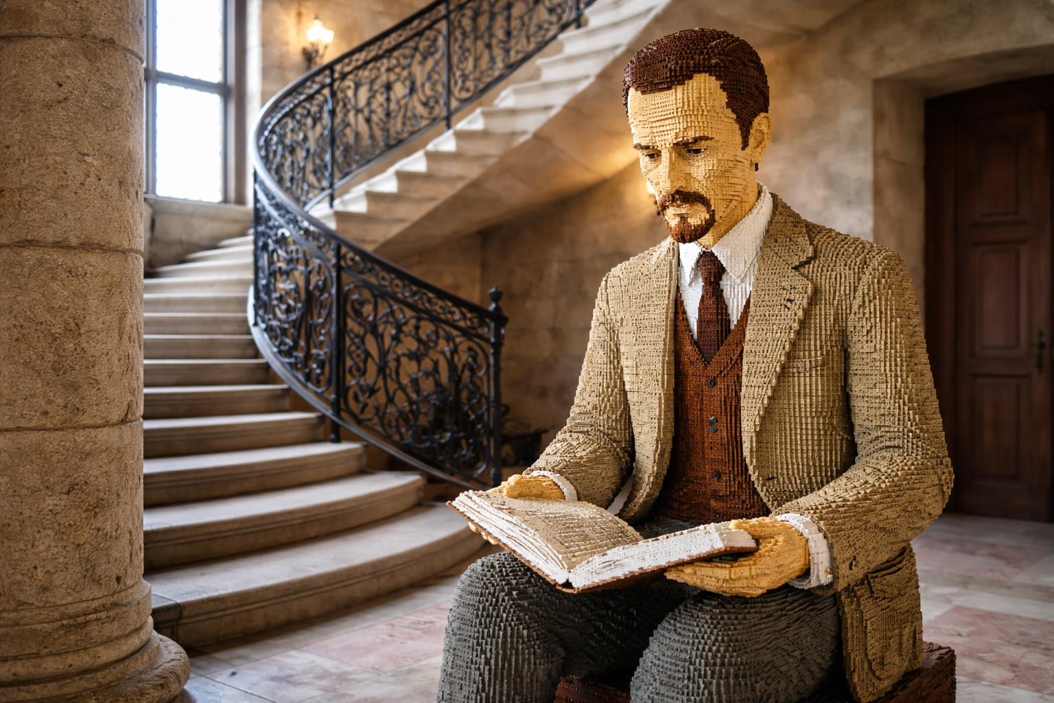 Redaktionelle Szene zum Thema „Schloss Duino zeigt Rilke aus Lego in Lebensgröße“