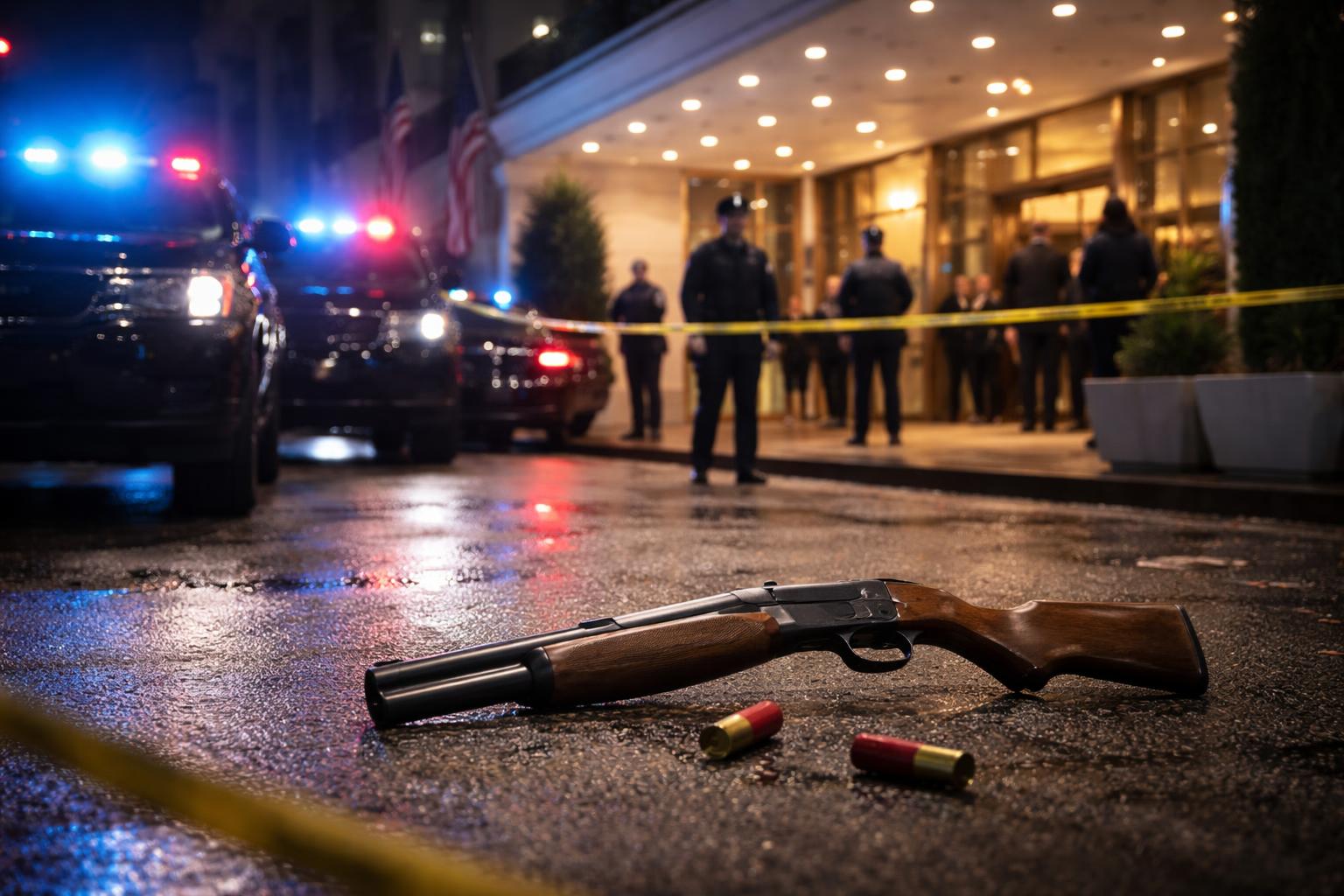Redaktionelle Szene zum Thema „Schüsse bei Dinner in Washington: Trump und Gäste in Sicherheit gebracht“