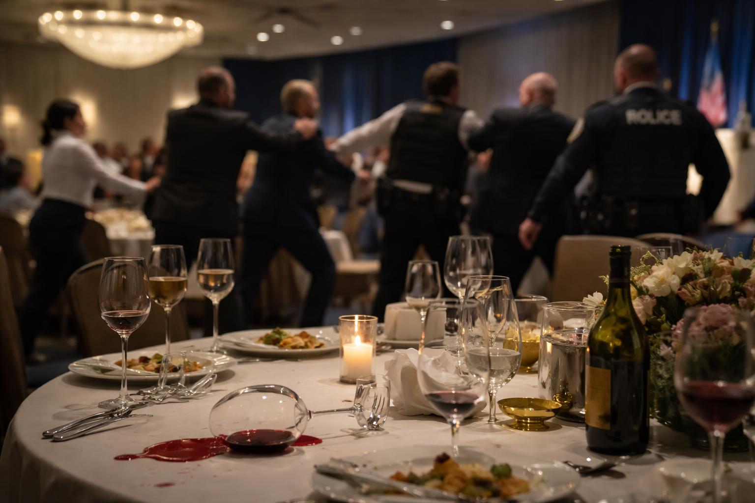 Redaktionelle Szene zum Thema „Schüsse bei Dinner in Washington: Vance vor Trump aus Saal gebracht“