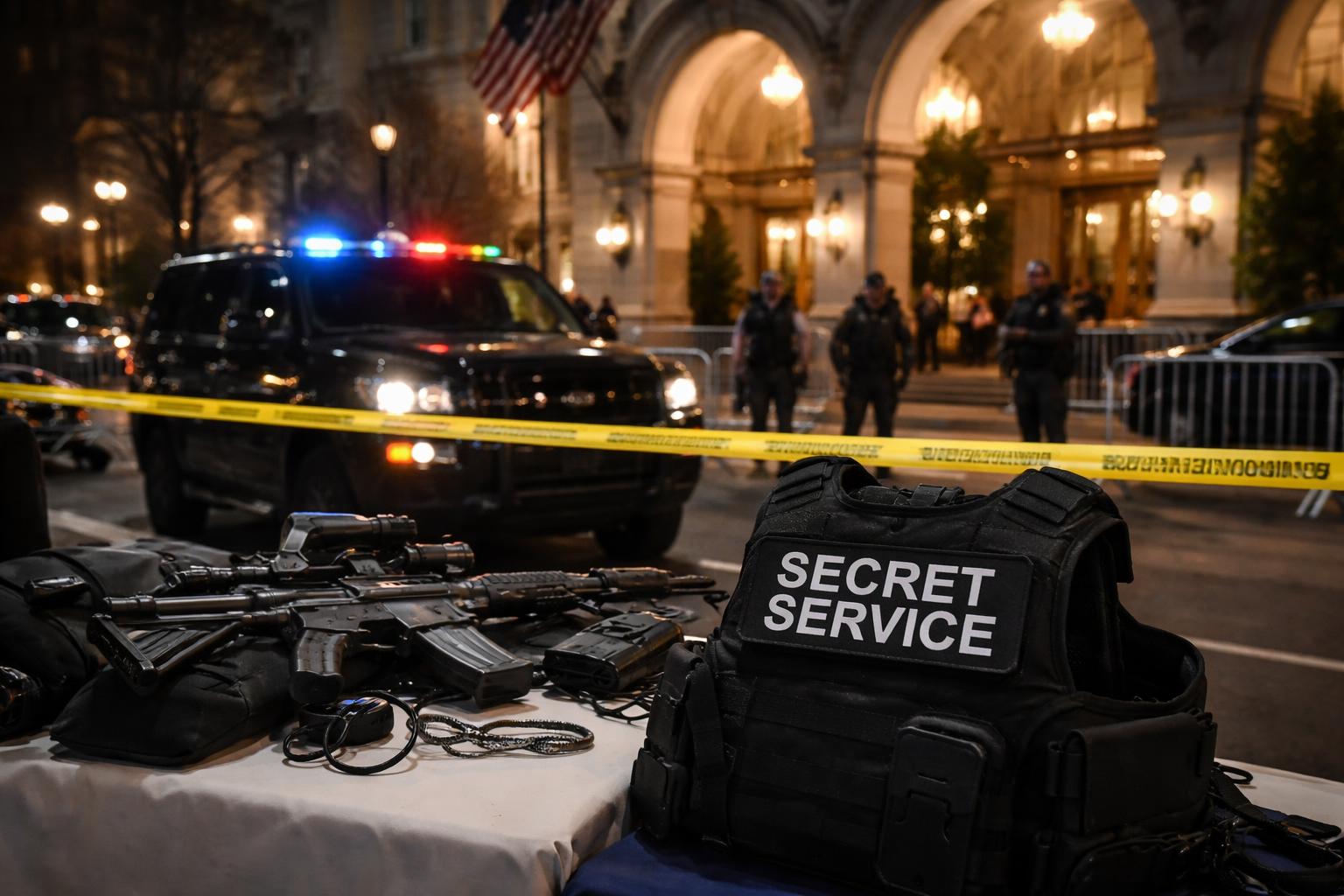 Redaktionelle Szene zum Thema „Schüsse bei Gala-Dinner in Washington: Secret-Service-Mitarbeiter verletzt“