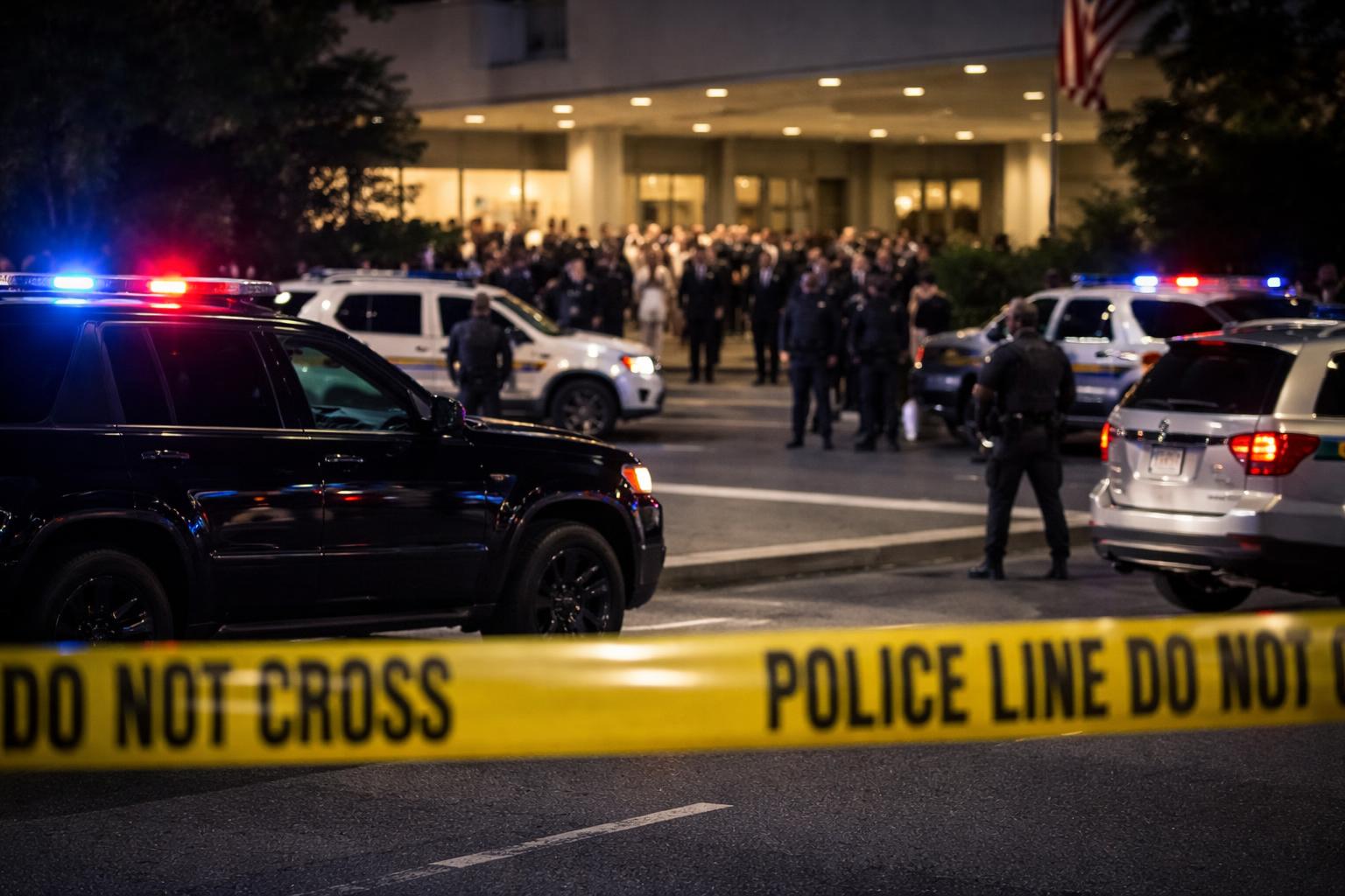 Redaktionelle Szene zum Thema „Schüsse beim Korrespondentendinner in Washington: Trump in Sicherheit gebracht“