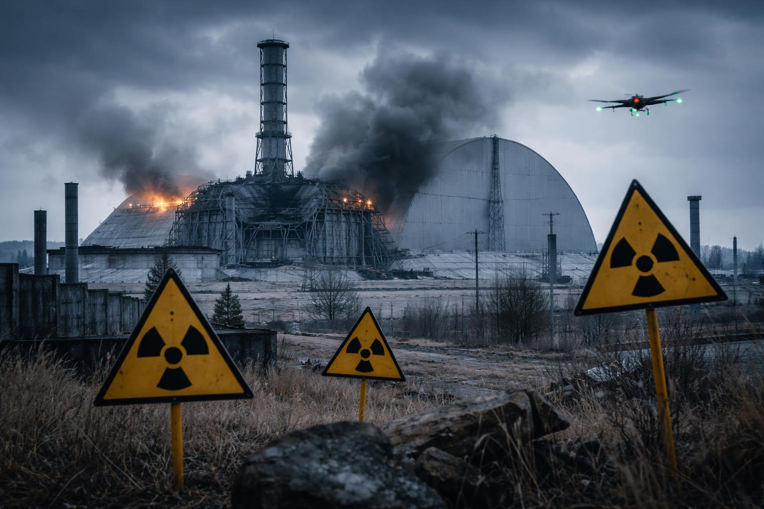 Redaktionelle Szene zum Thema „Selenskyj wirft Russland nach Tschernobyl-Jahrestag „nuklearen Terrorismus“ vor“