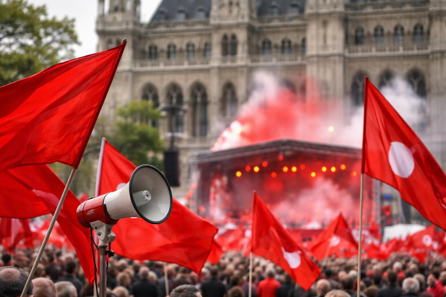 Redaktionelle Szene zum Thema „SPÖ feiert den 1. Mai mit Kampfparolen gegen FPÖ und Vermögende“