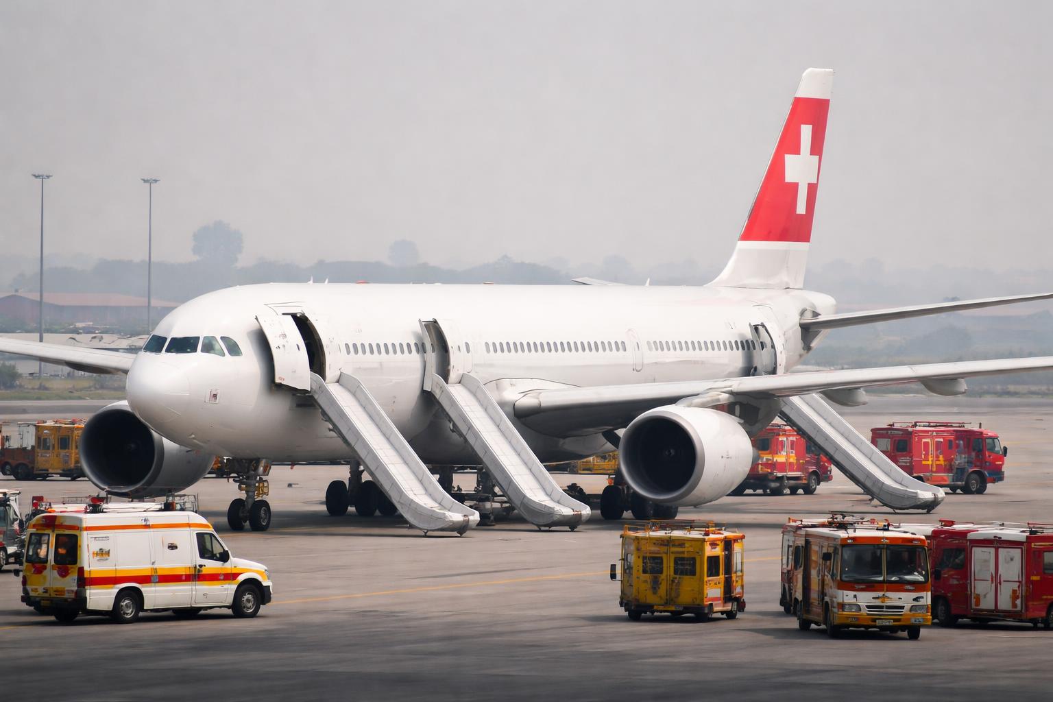 Redaktionelle Szene zum Thema „Swiss-Jet in Neu-Delhi vor dem Start evakuiert“