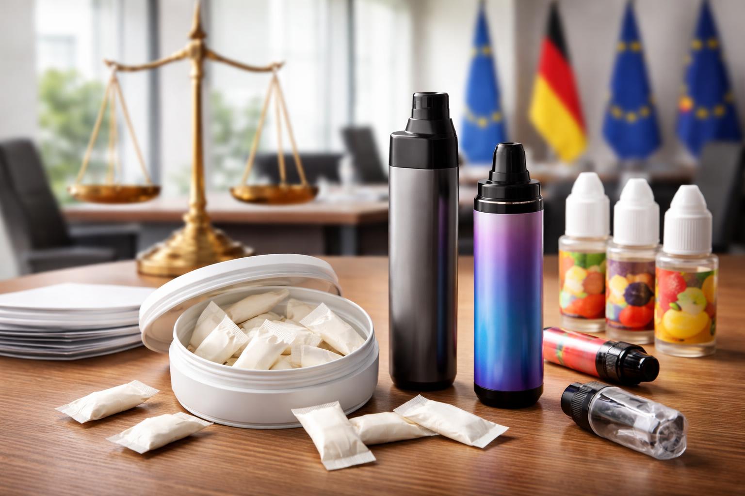 Redaktionelle Szene zum Thema „Tabakindustrie verteidigt Nikotinbeutel und Vapes als Beitrag zum Gesundheitsschutz“