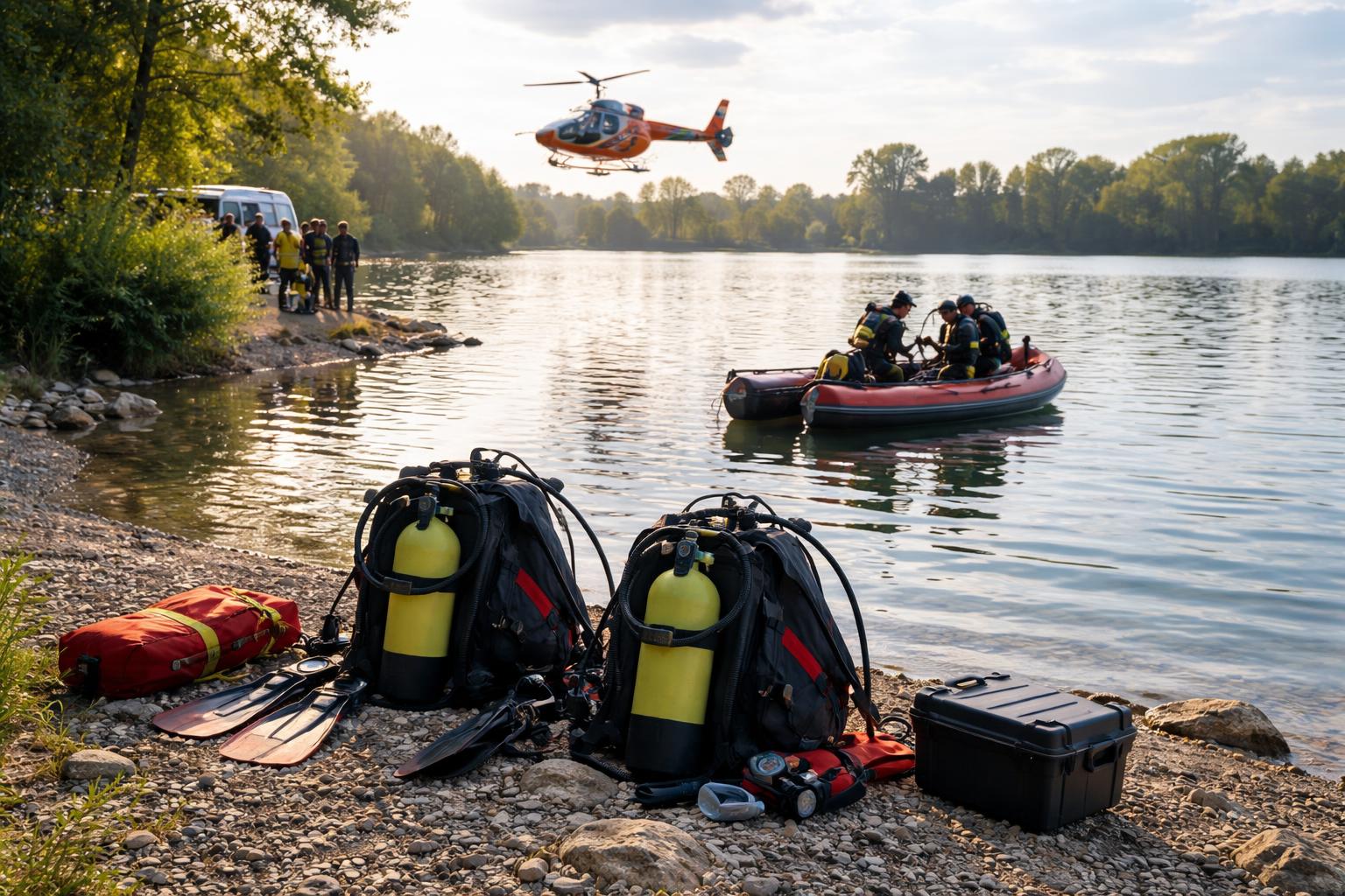 Redaktionelle Szene zum Thema „Taucher am Neufelder See seit Samstagnachmittag vermisst“