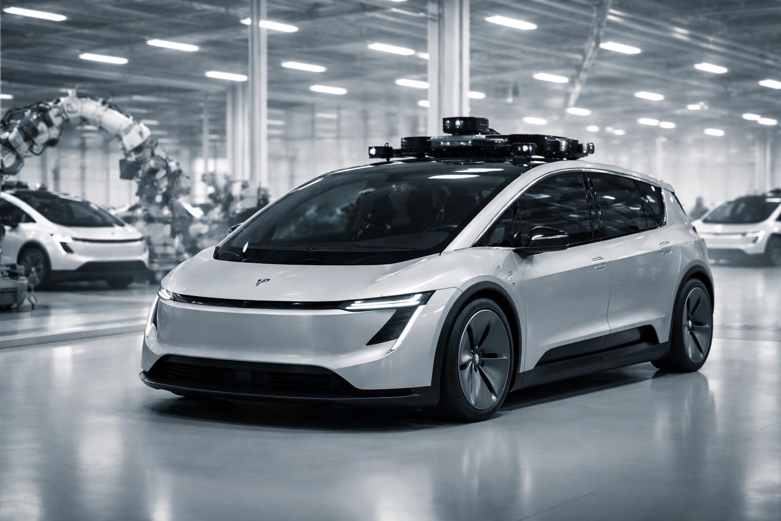 Redaktionelle Szene zum Thema „Tesla startet Produktion des Robotaxi Cybercab“