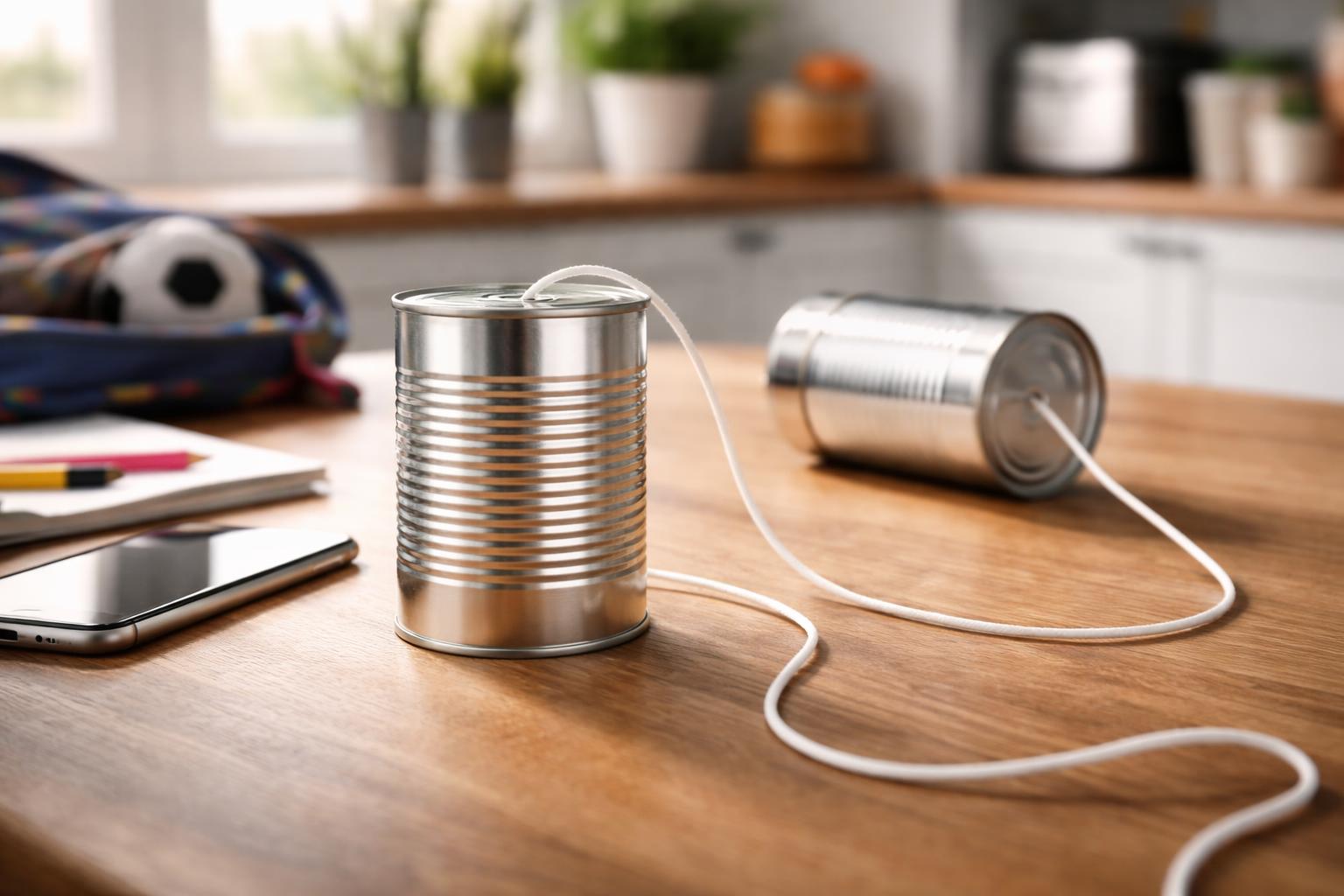 Redaktionelle Szene zum Thema „„Tin Can“-Telefon: Warum Familien darauf setzen“