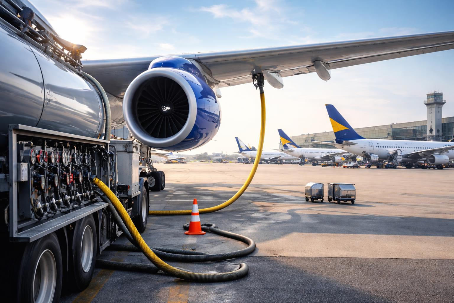 Redaktionelle Szene zum Thema „Treibstoffmangel könnte den Flugverkehr in Europa im Sommer verteuern“
