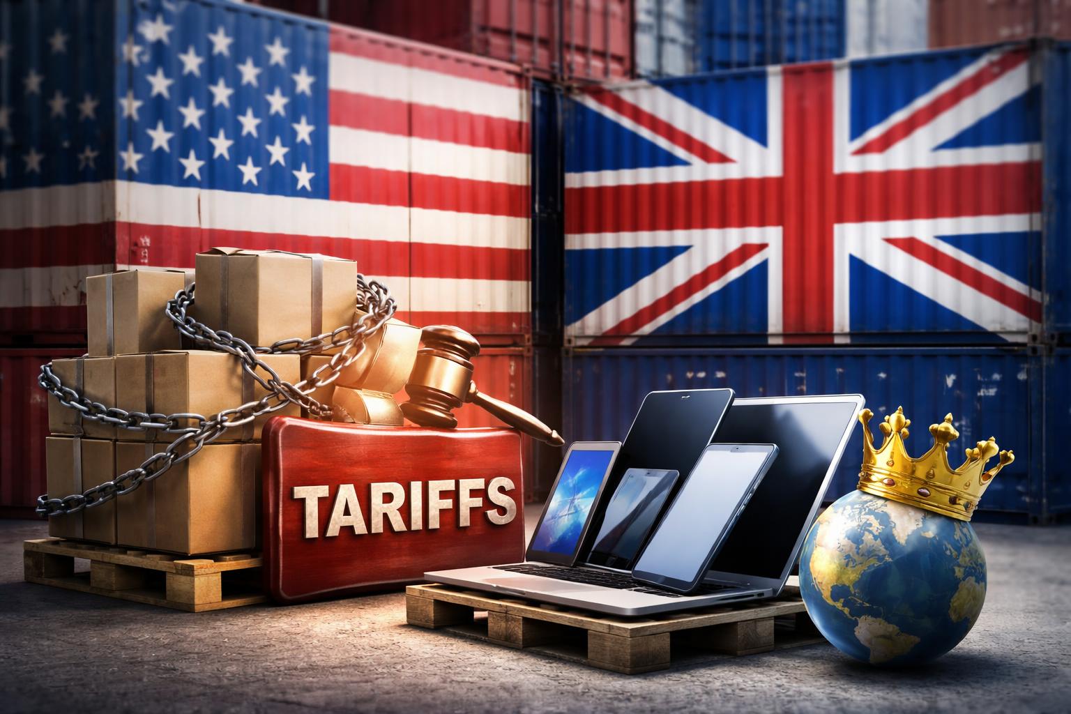 Redaktionelle Szene zum Thema „Trump droht Großbritannien im Streit um Digitalsteuer mit Zöllen“
