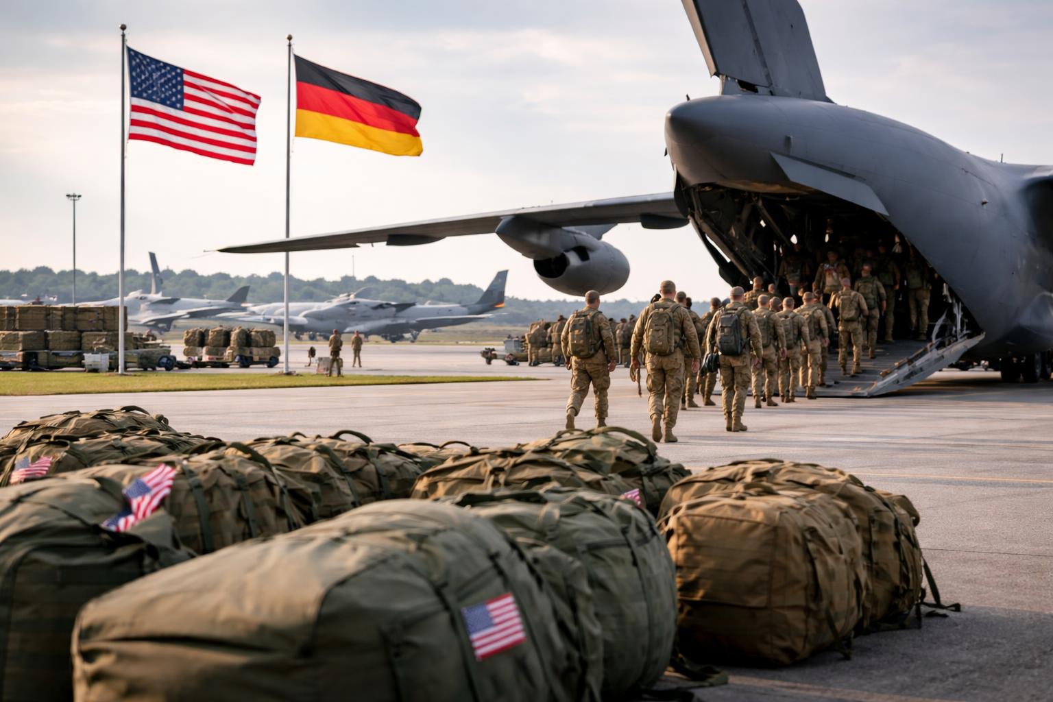 Redaktionelle Szene zum Thema „Trump kündigt Abzug von mehr als 5.000 US-Soldaten aus Deutschland an“