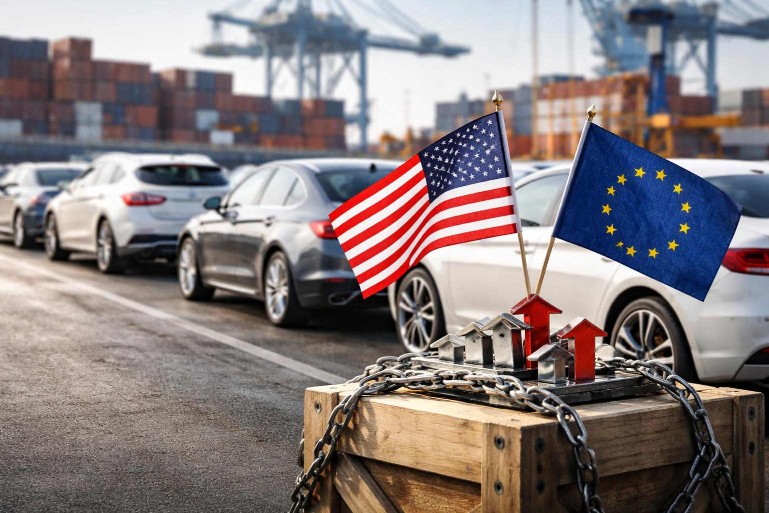 Redaktionelle Szene zum Thema „Trump plant höhere Zölle auf Autoimporte aus der EU“