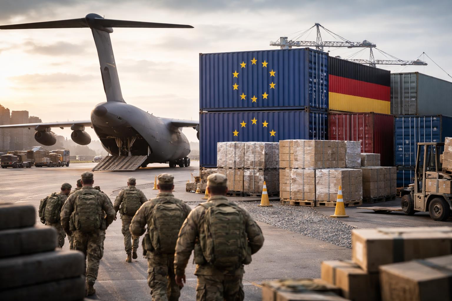 Redaktionelle Szene zum Thema „Trumps neue Drohkulisse gegen Europa: Truppenabzug und Zölle im Raum“
