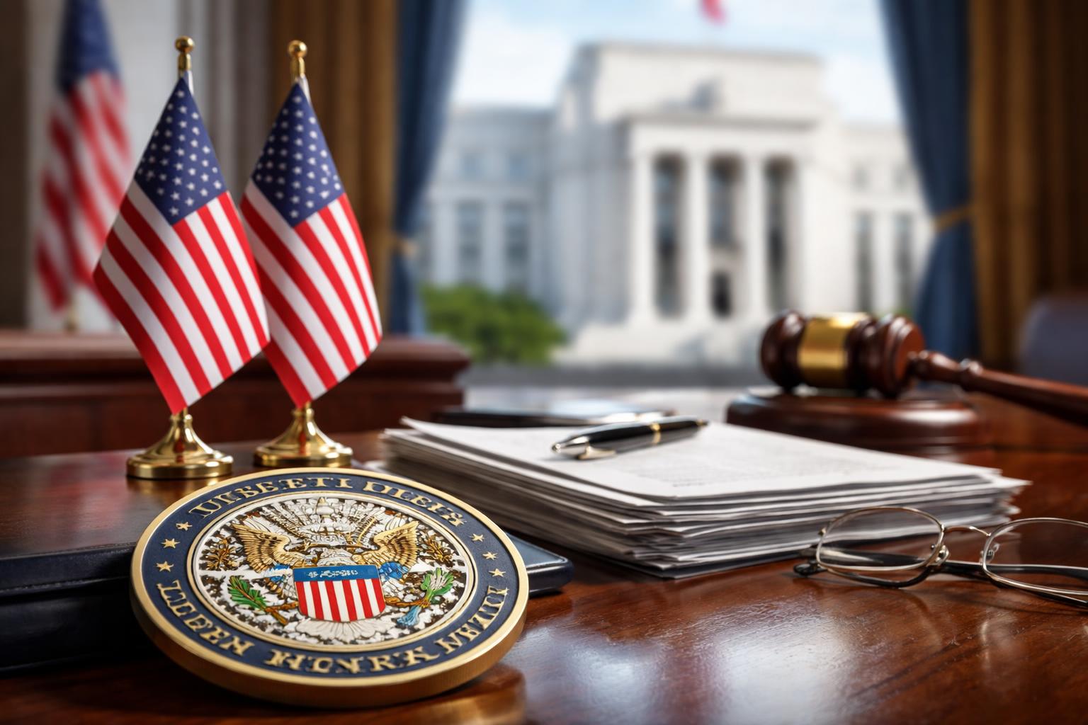 Redaktionelle Szene zum Thema „US-Senator gibt Widerstand gegen Trumps Fed-Kandidaten auf“