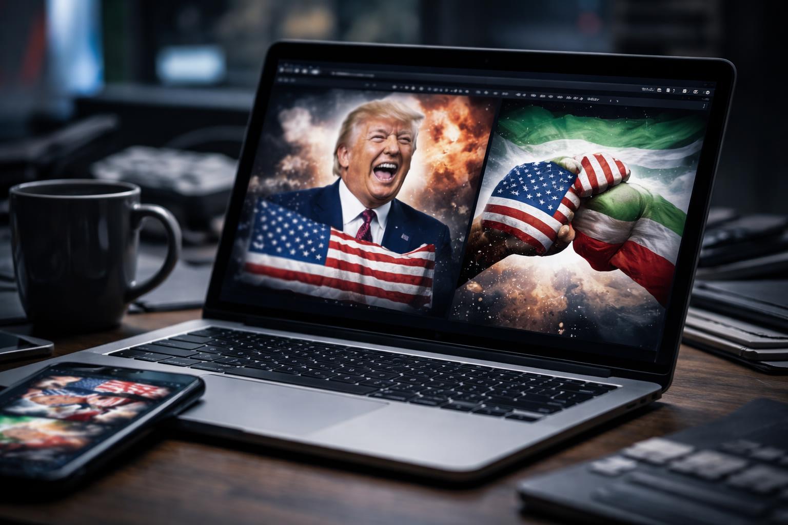 Redaktionelle Szene zum Thema „USA im Iran-Krieg Ziel von Meme-Kampagnen“