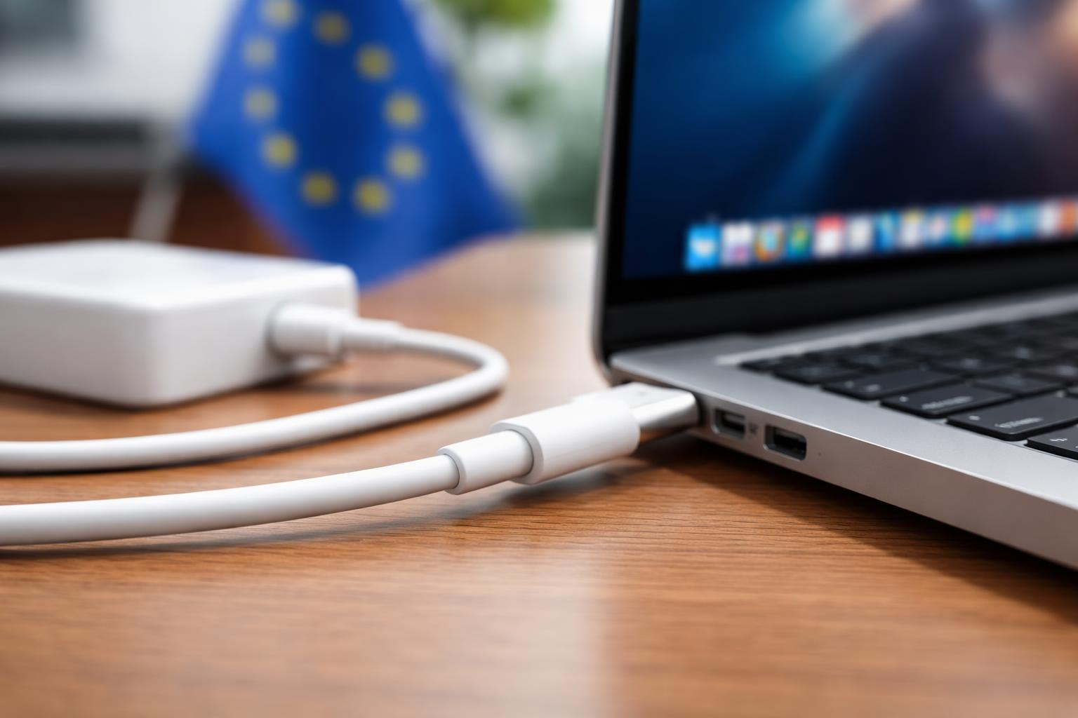 Redaktionelle Szene zum Thema „USB-C wird für neue Laptops in der EU vorgeschrieben“