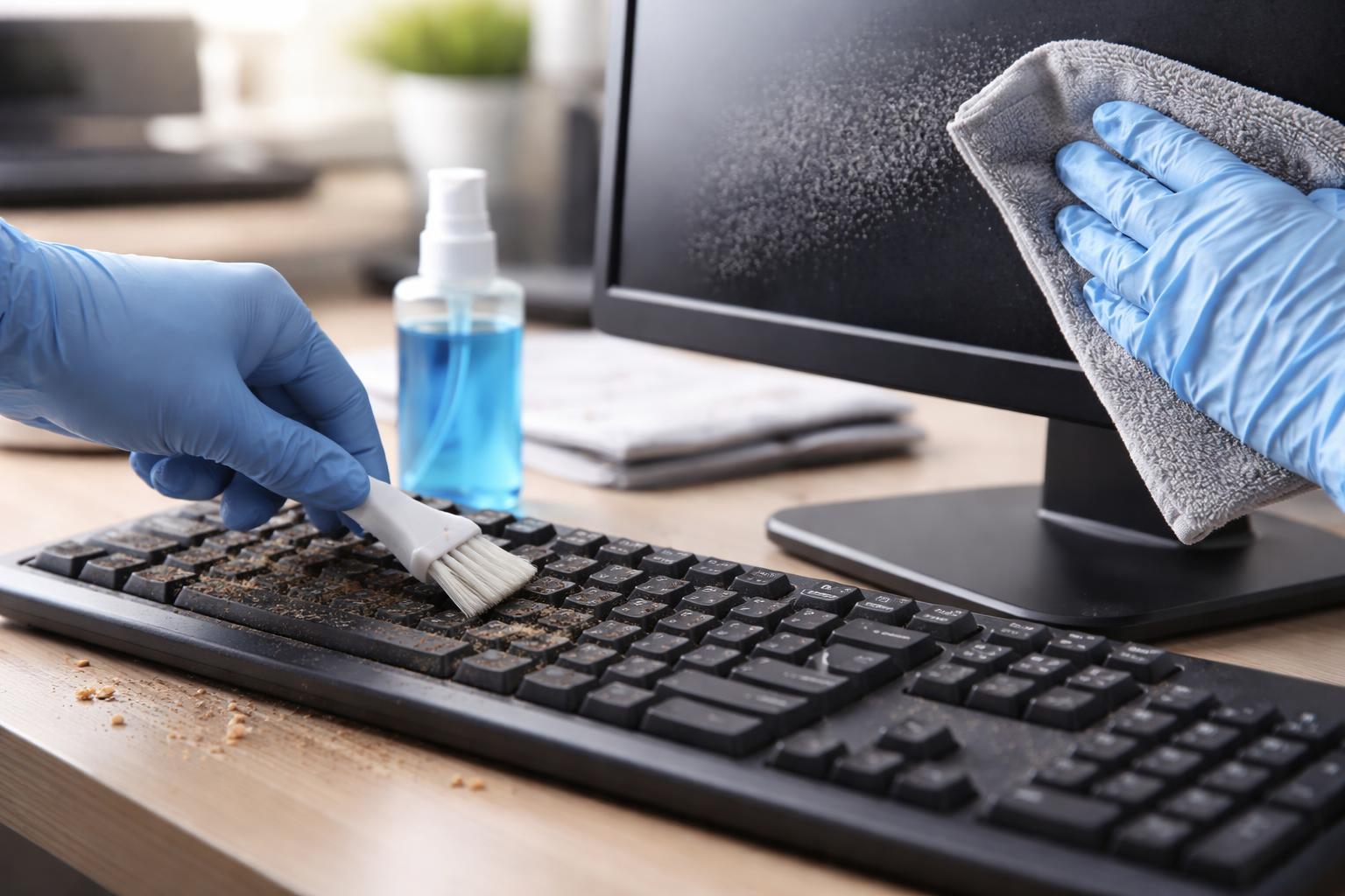Redaktionelle Szene zum Thema „Viele reinigen ihre Tastatur nie – auch Bildschirme werden zu selten gesäubert“