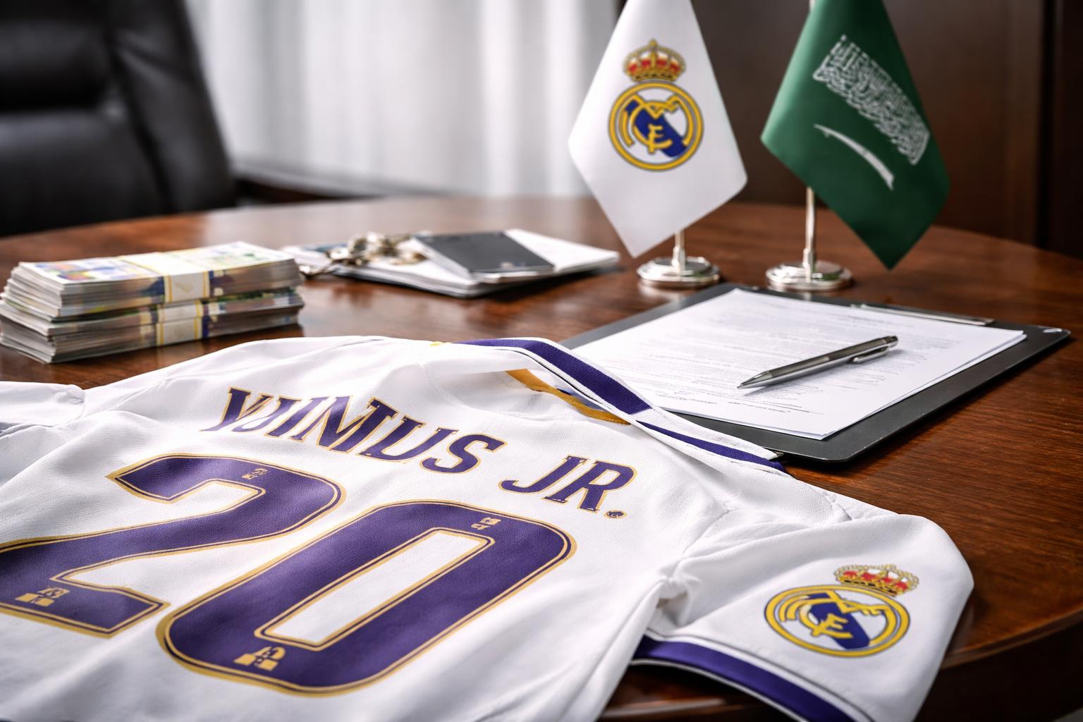 Redaktionelle Szene zum Thema „Vinicius Junior steht vor Vertragsverlängerung bei Real Madrid“