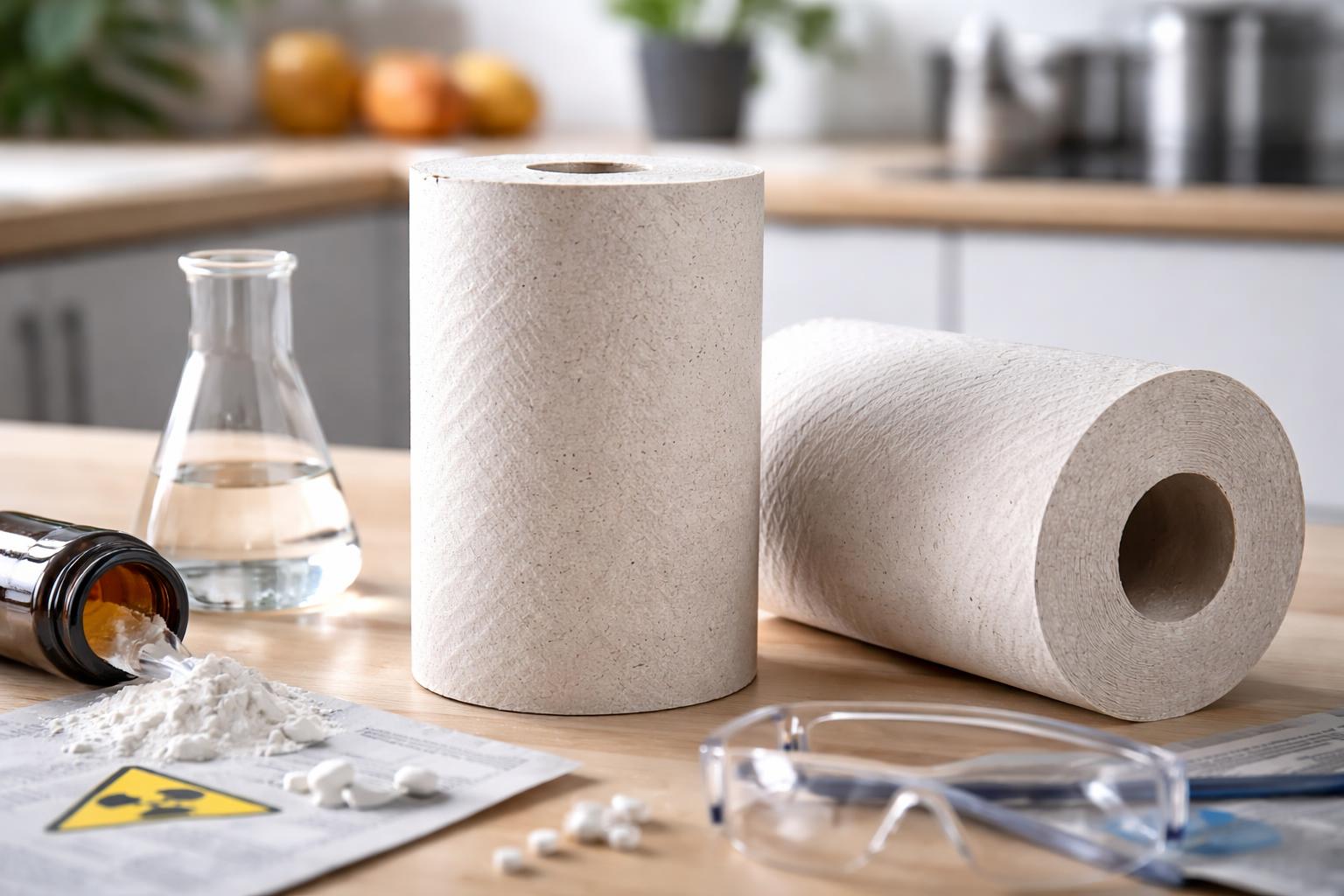 Redaktionelle Szene zum Thema „VKI warnt vor Recycling-Küchenrollen wegen Industriechemikalien“
