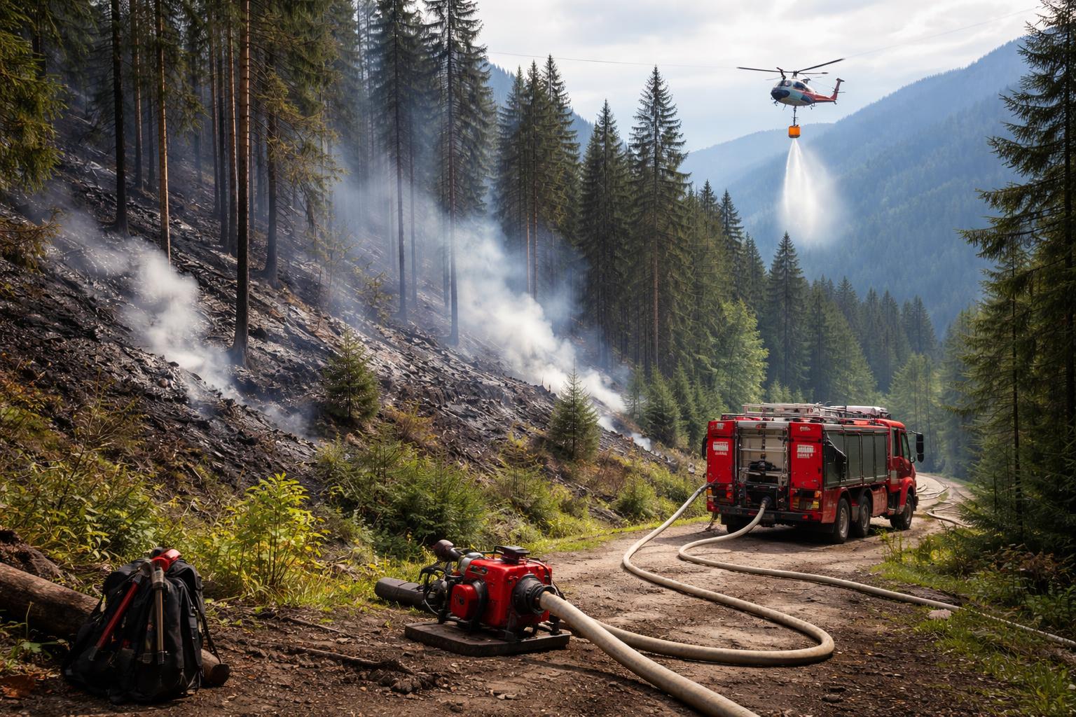 Redaktionelle Szene zum Thema „Waldbrand im Lesachtal: Einsatzkräfte kämpfen weiter gegen Glutnester“