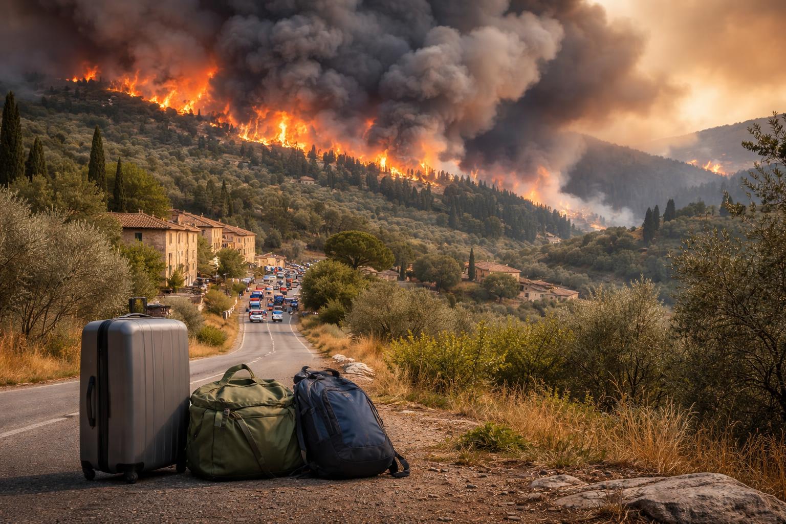 Redaktionelle Szene zum Thema „Waldbrand in der Toskana: Tausende müssen ihre Häuser verlassen“