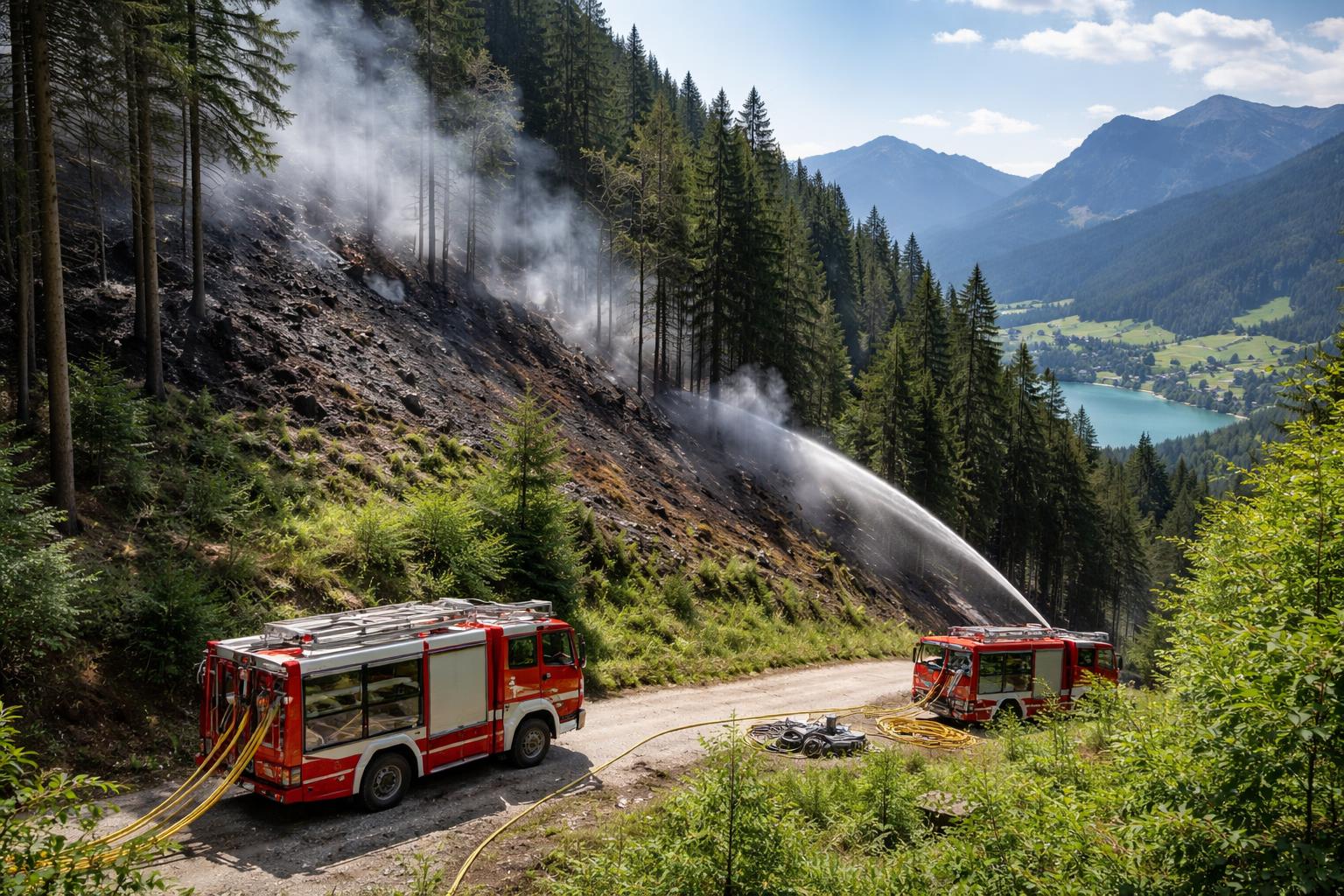 Redaktionelle Szene zum Thema „Waldbrand in Thiersee schnell unter Kontrolle gebracht“