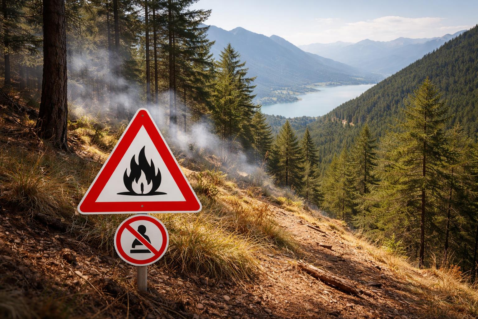 Redaktionelle Szene zum Thema „Waldbrandgefahr nimmt in Österreich zu“