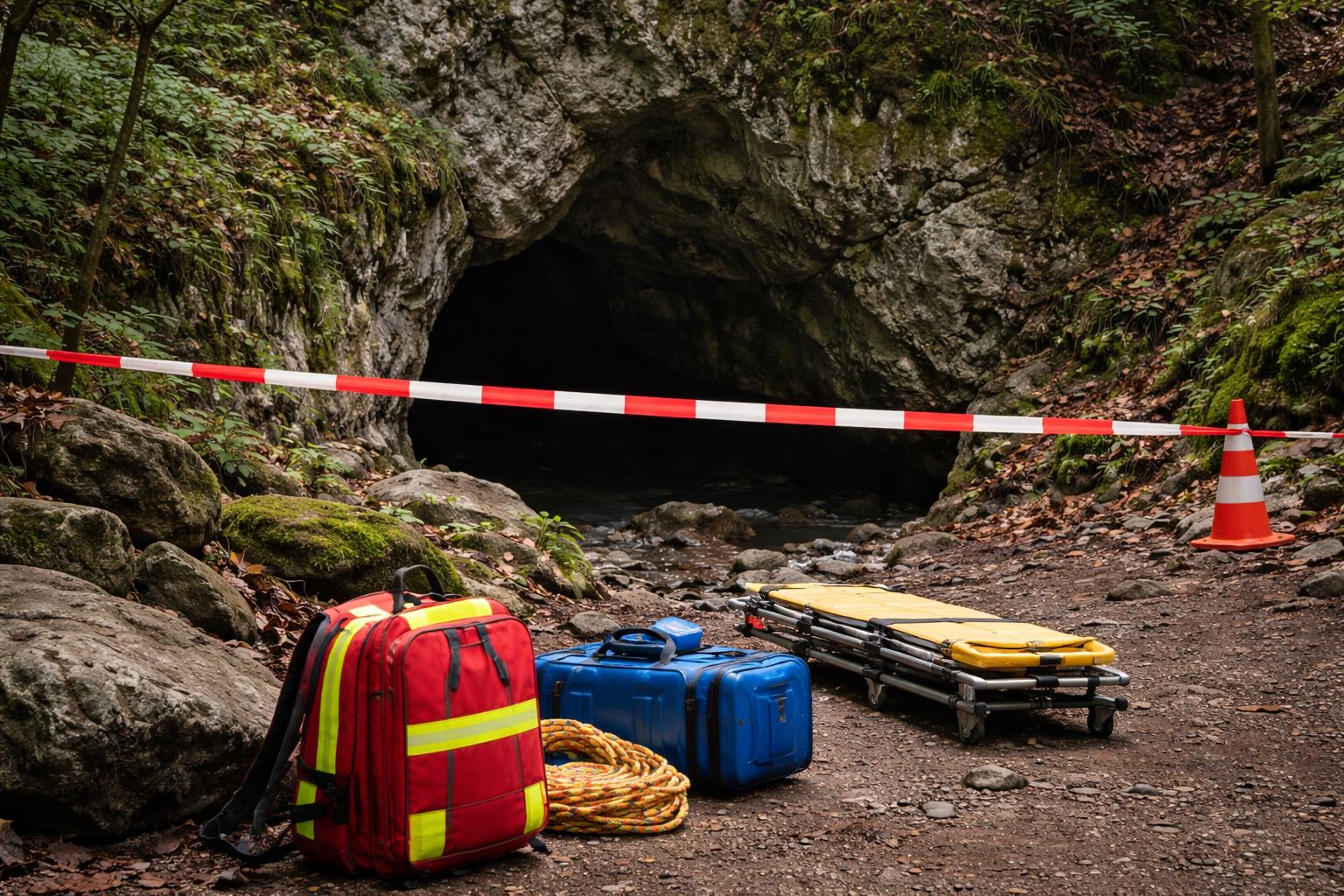 Redaktionelle Szene zum Thema „Wanderer stirbt nach medizinischem Notfall in Höhle auf der Schwäbischen Alb“