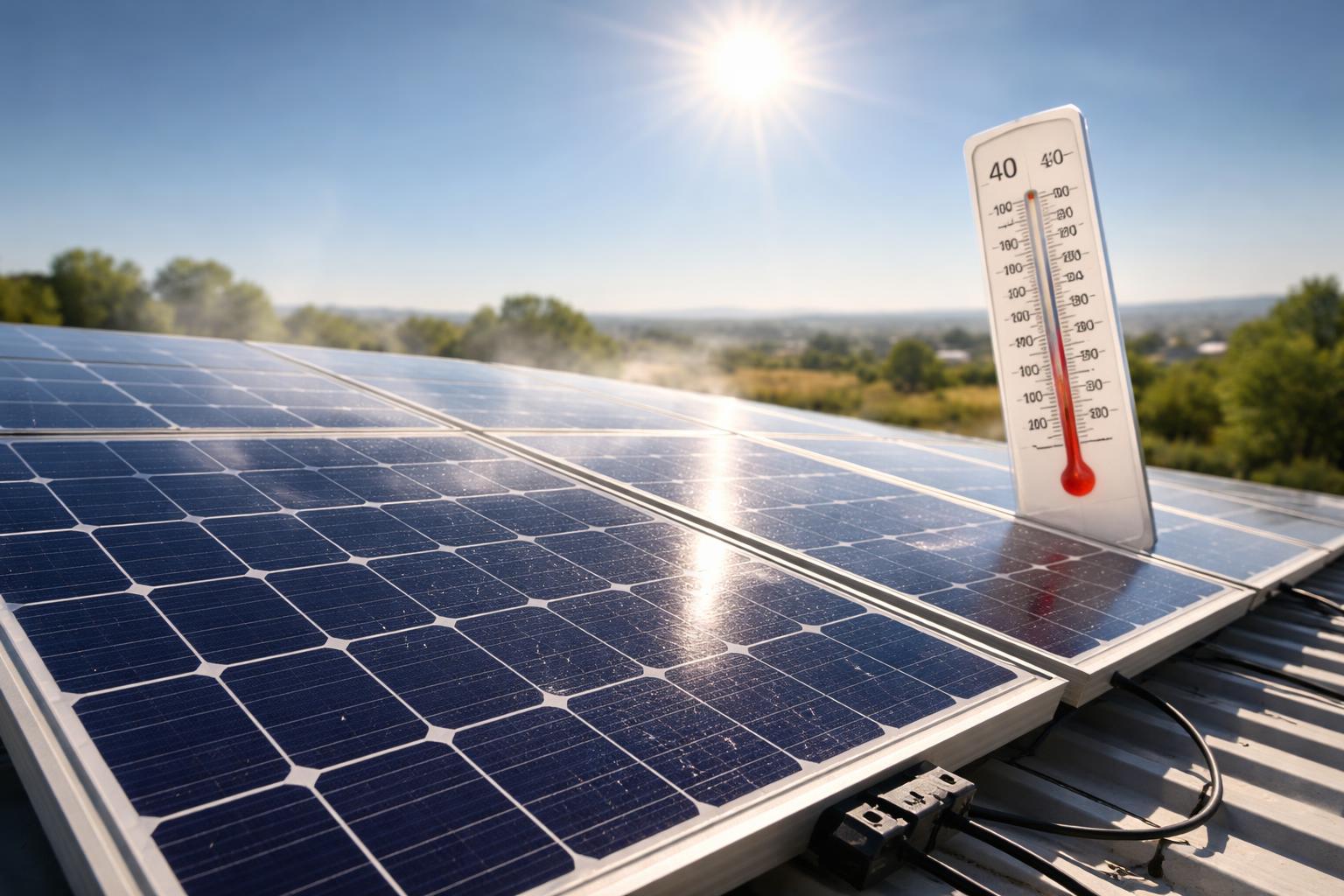 Redaktionelle Szene zum Thema „Warum Photovoltaik im Hochsommer weniger Strom liefert“
