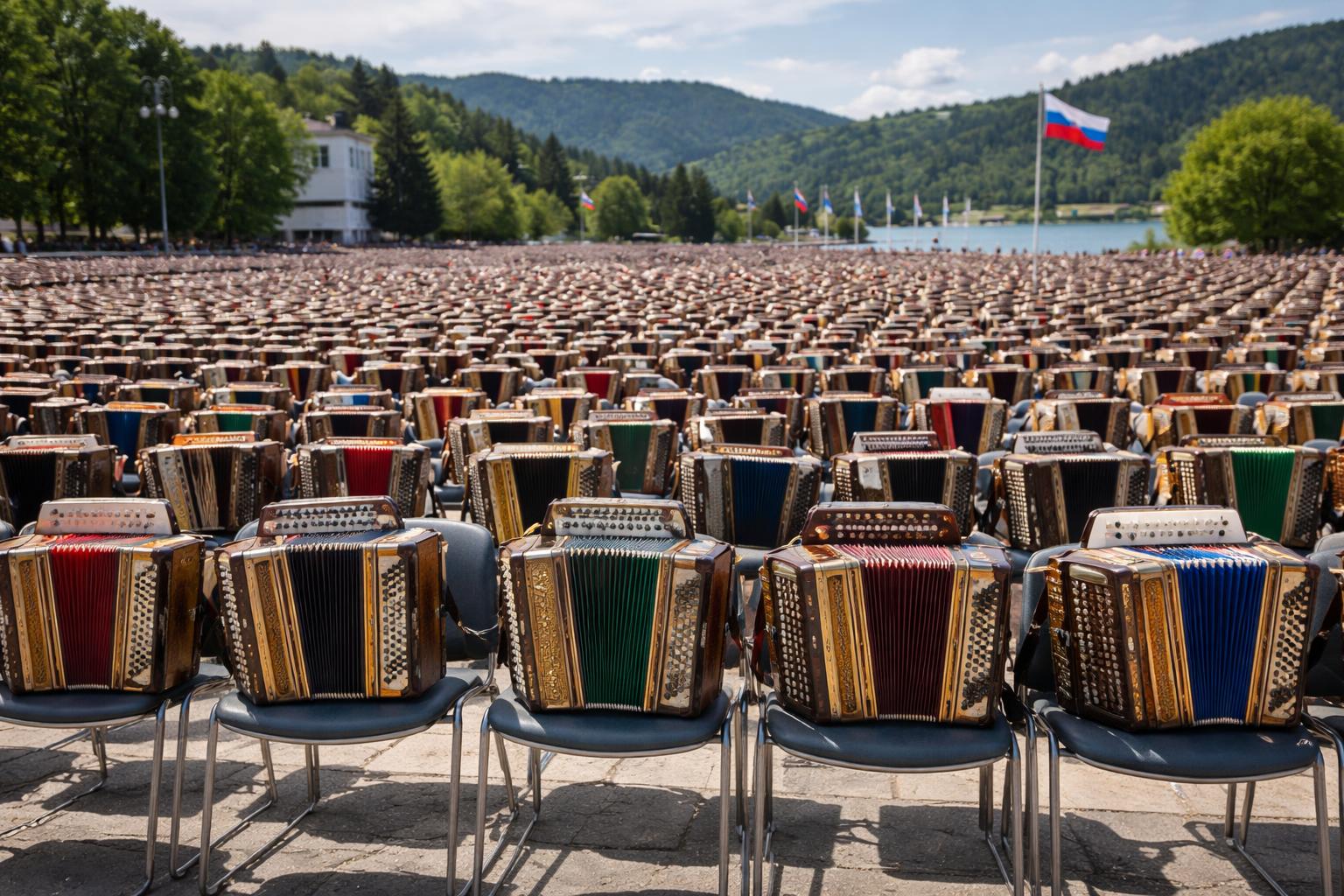 Redaktionelle Szene zum Thema „Weltrekord in Slowenien: 5283 Harmonikas sollen das „Trompetenecho“ spielen“