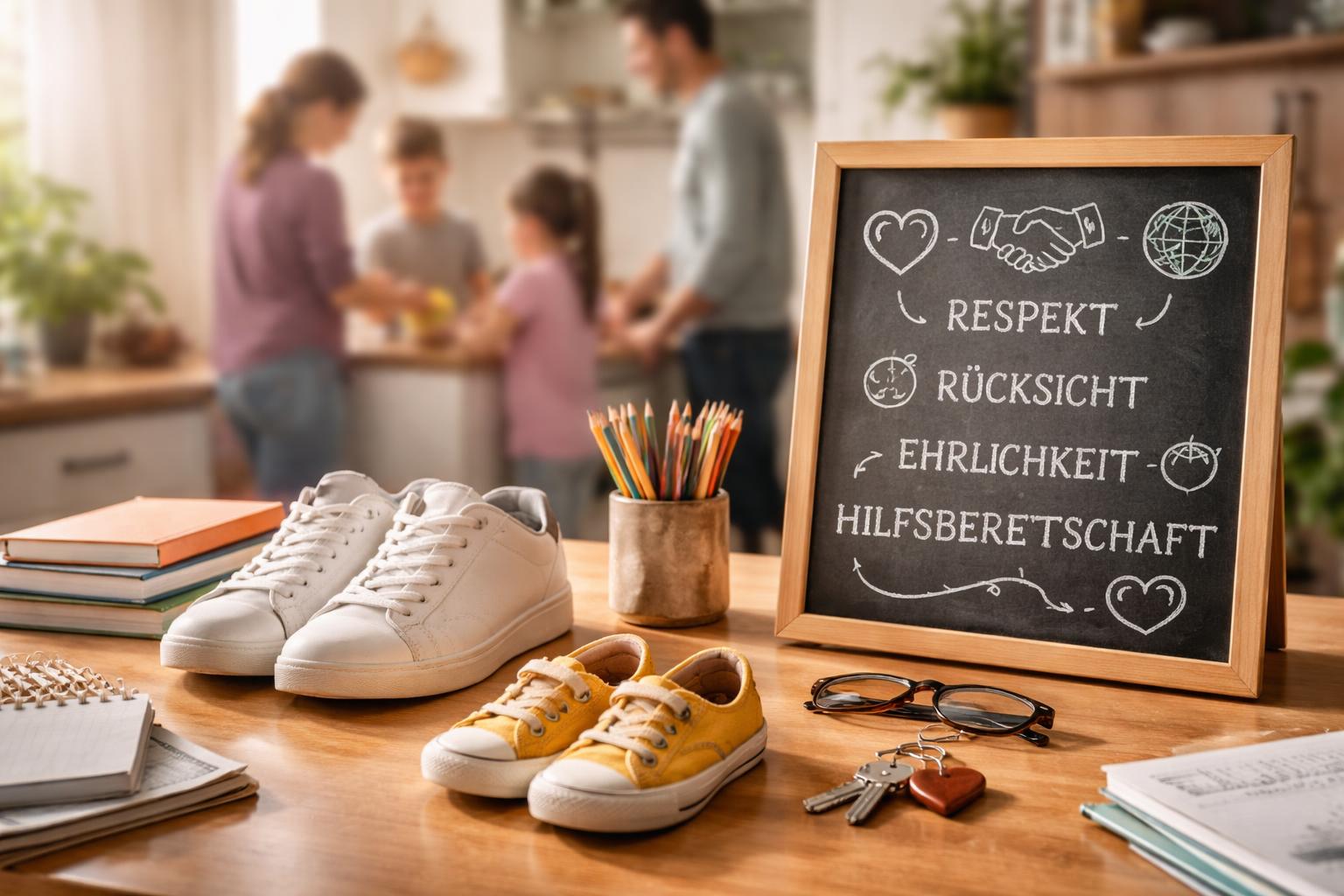 Redaktionelle Szene zum Thema „Werte im Familienalltag: Wie Eltern Orientierung geben, ohne zu belehren“