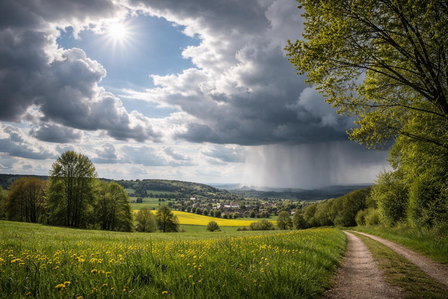 Redaktionelle Szene zum Thema „Wetterlage bleibt wechselhaft: Sonne, Wolken und örtliche Schauer“