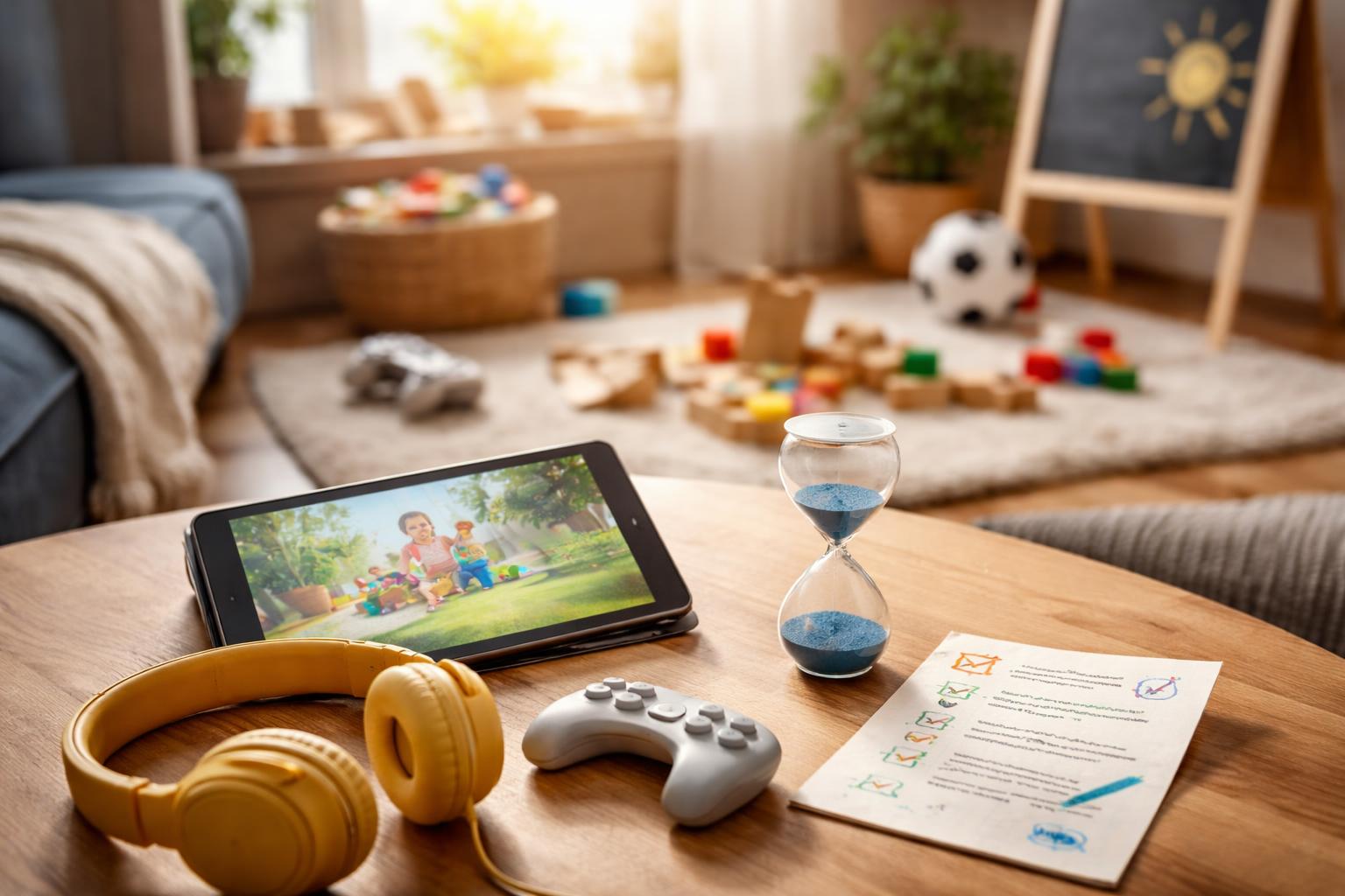 Redaktionelle Szene zum Thema „Wie Kinder Medien lernen: Orientierung zwischen Bildschirm, Alltag und Regeln“