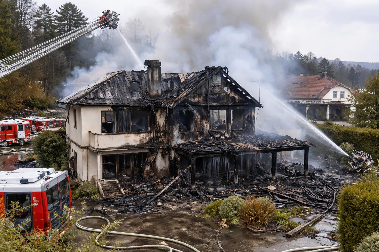 Redaktionelle Szene zum Thema „Wohnhaus in Klosterneuburg brennt völlig aus“