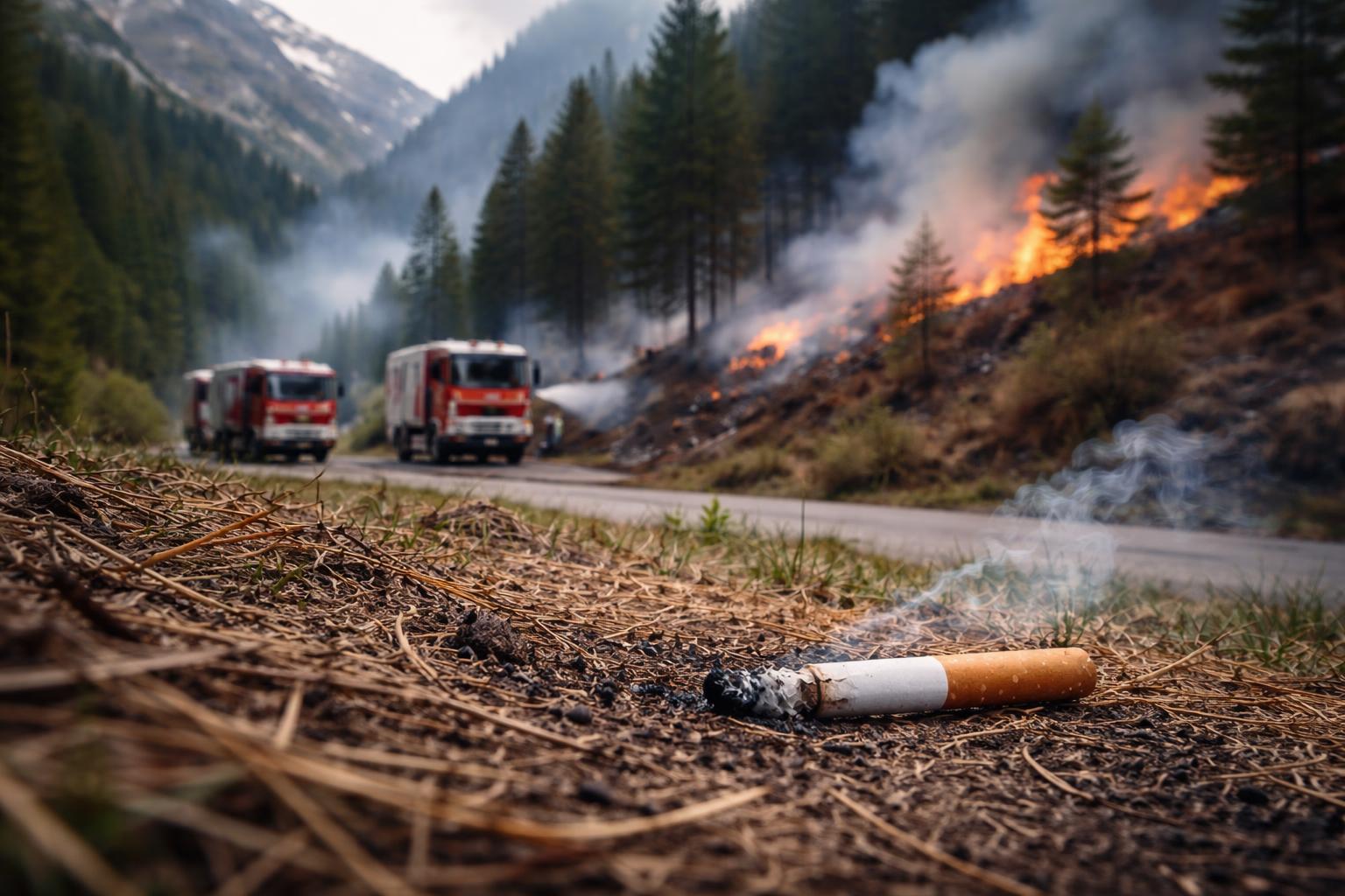 Redaktionelle Szene zum Thema „Zigarette soll Waldbrand in Sölden ausgelöst haben“