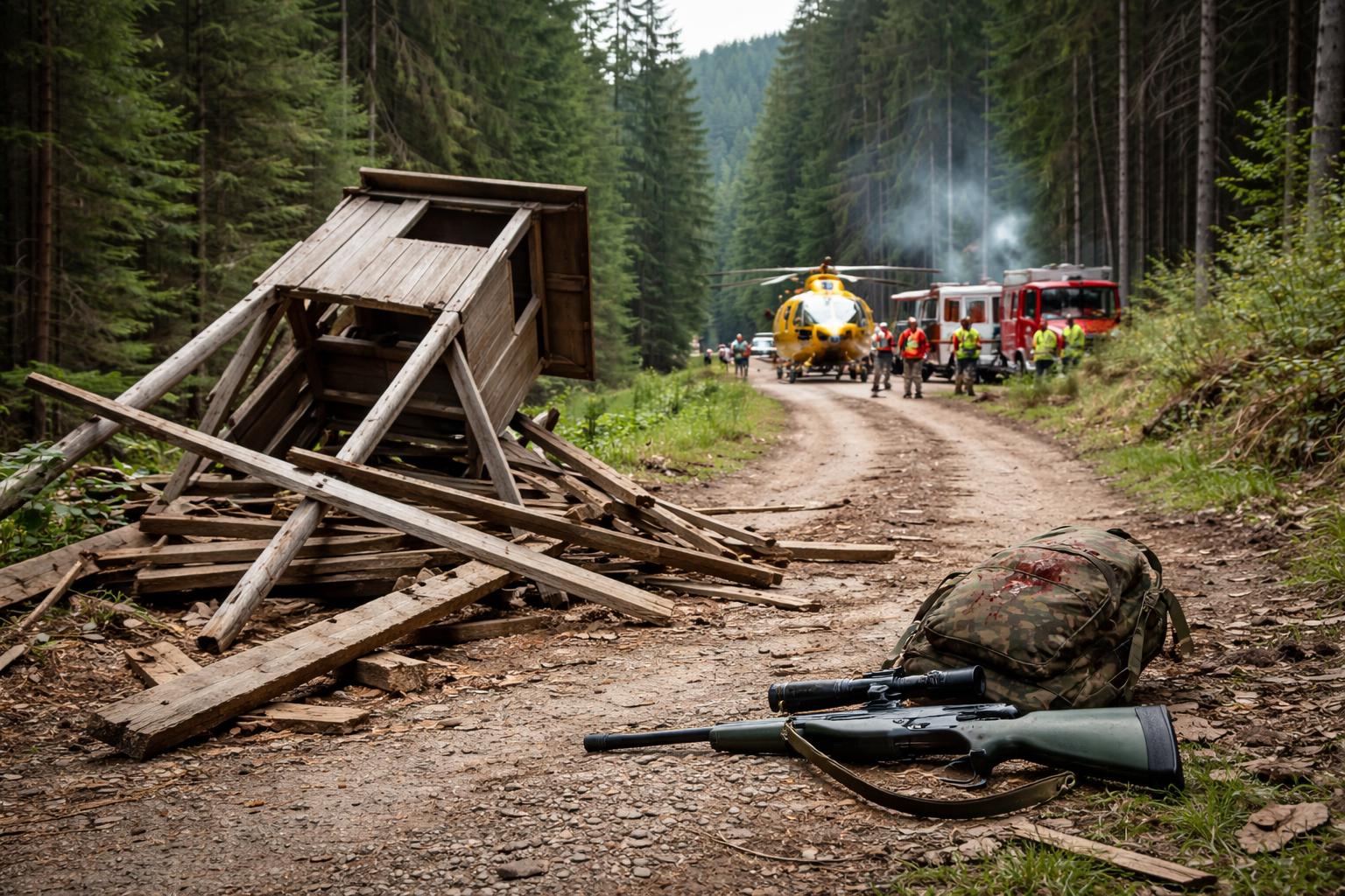Redaktionelle Szene zum Thema „Zwei Jäger bei Einsturz eines Hochstands in Trahütten schwer verletzt“