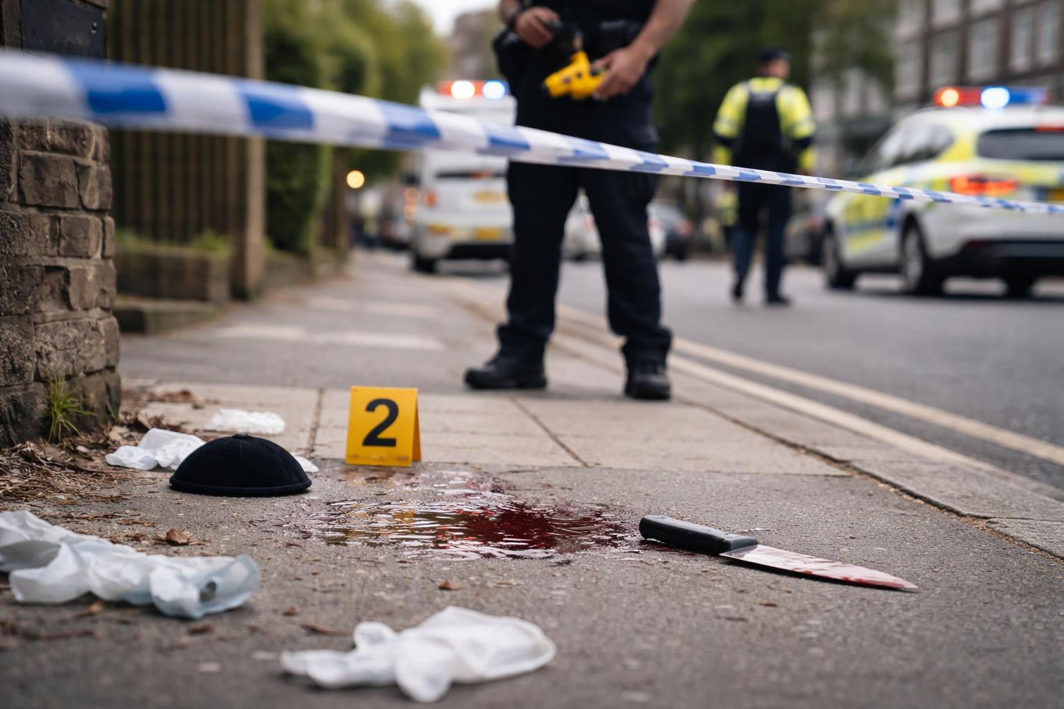 Redaktionelle Szene zum Thema „Zwei jüdische Männer in London bei Messerattacke schwer verletzt“
