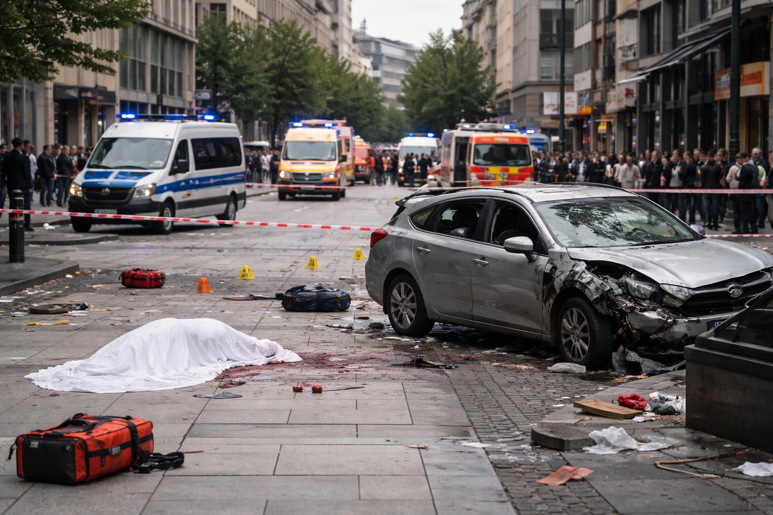 Redaktionelle Szene zum Thema „Zwei Tote und mehrere Verletzte nach Pkw-Fahrt in Leipziger Innenstadt“