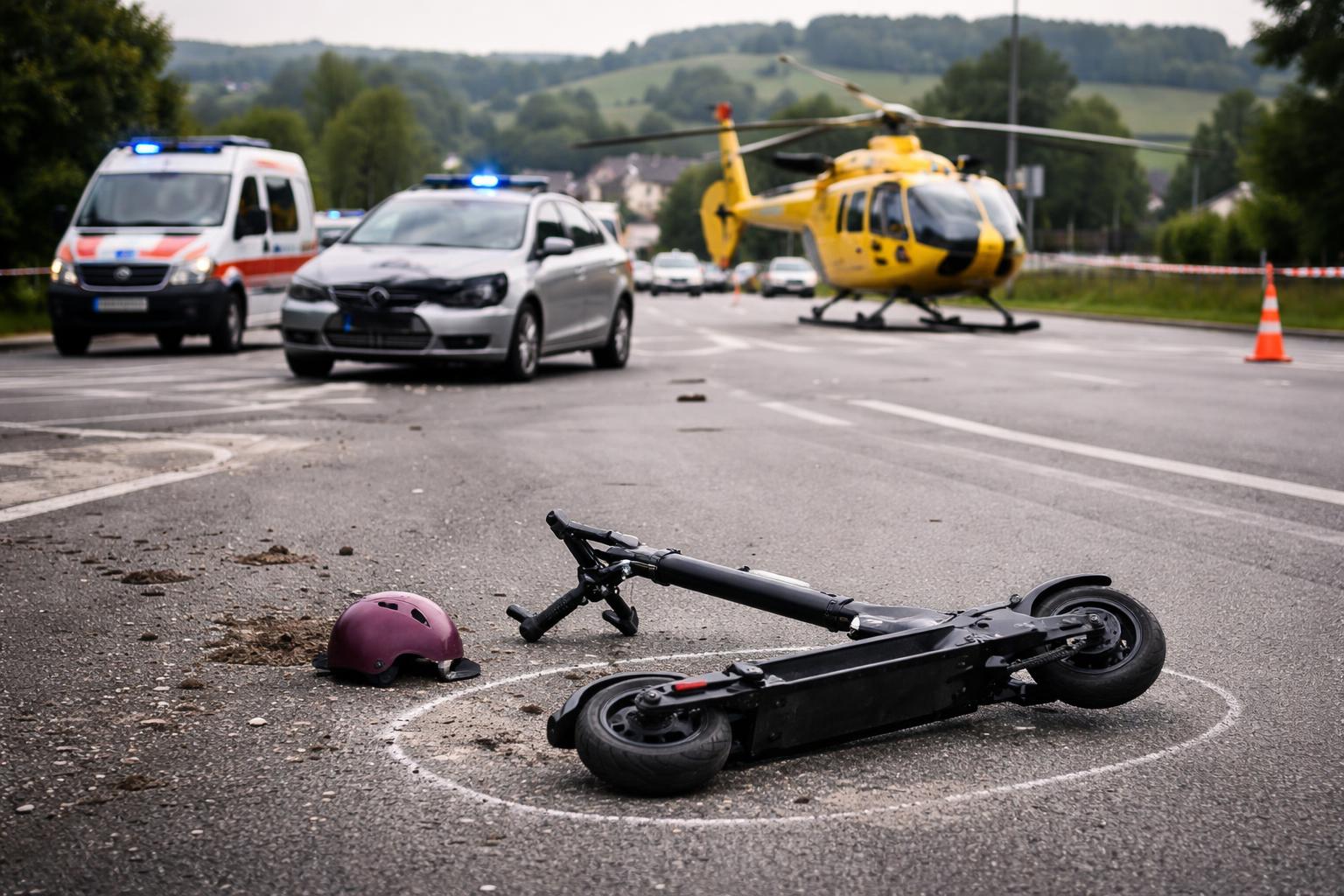 Redaktionelle Szene zum Thema „Zwölfjährige stirbt nach Kollision von Pkw und E-Scooter in Oberndorf“